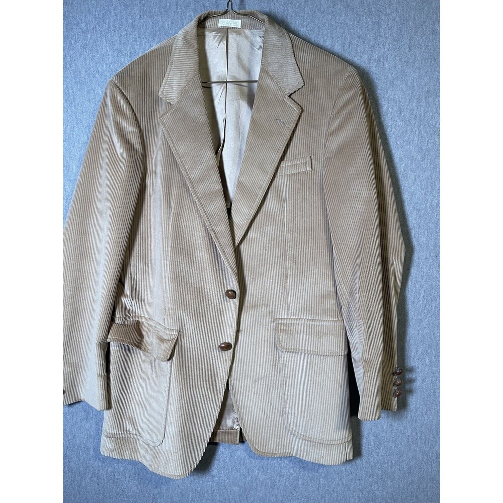 The Oxford Shop Men's Tan Corduroy Blazer Sport Coat Jacket Notch Lapel